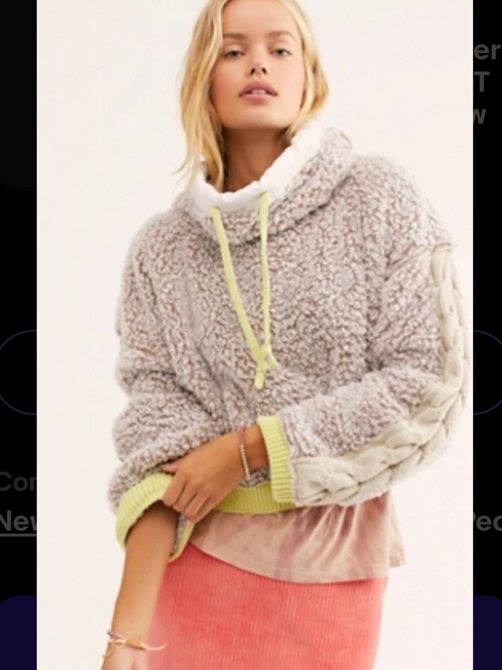 Free People
Wild Heart
Sherpa Pullover Sweater summer Gray Yellow
Knit $129